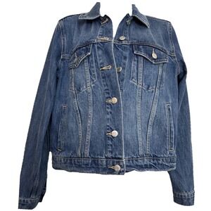 GAP Jean Jacket Blue Denim Buttons Long Sleeve Pockets 100% Cotton Womens Small